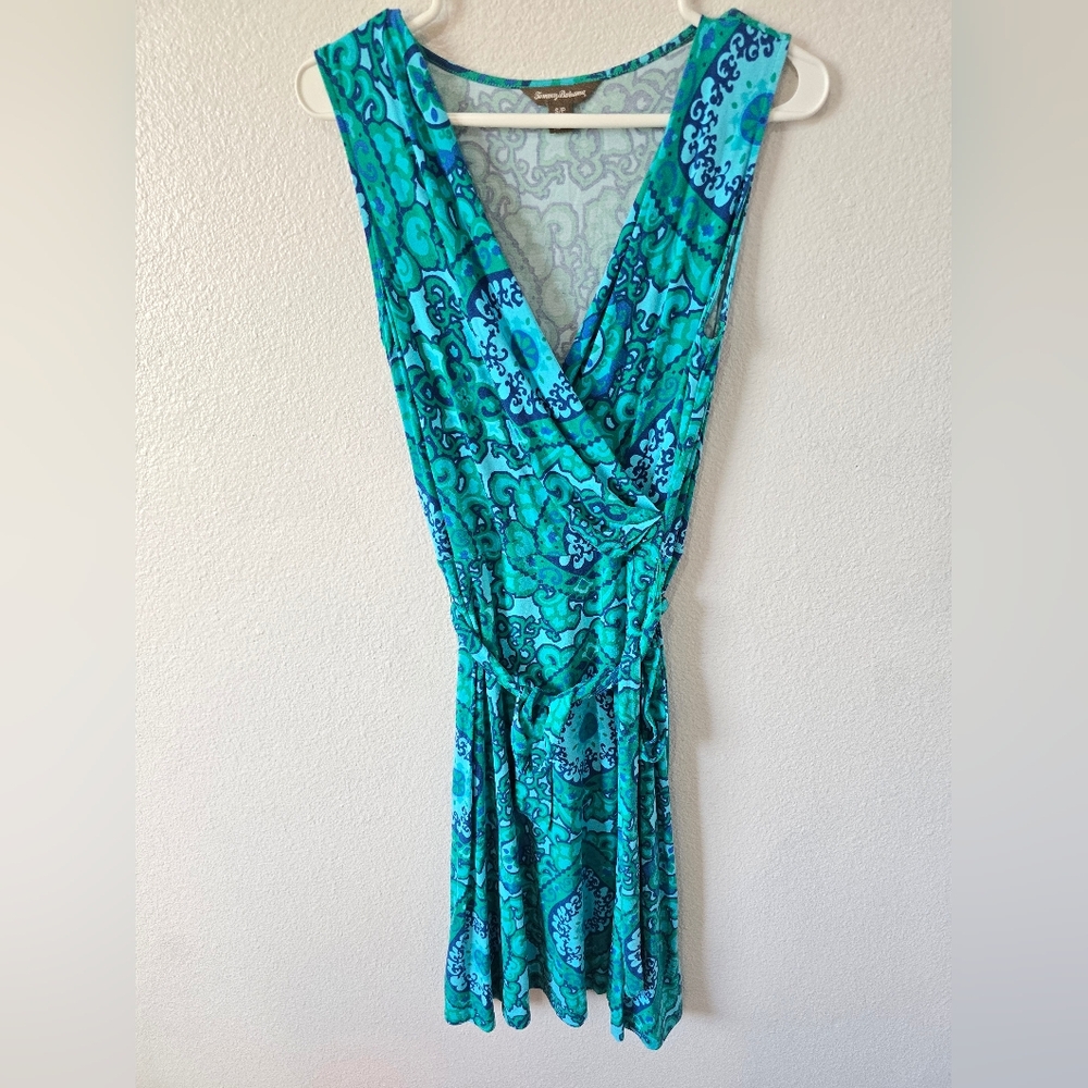 Tommy Bahama Blue Green Dress SZ Small Paisley Print